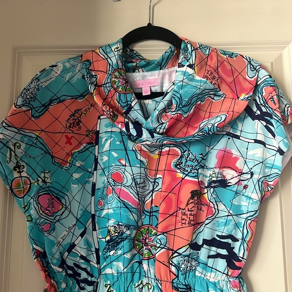 Lilly Pulitzer map print silk dress, small - Picture 2 of 3